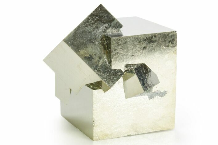 Shiny, Natural Pyrite Cube Cluster - Navajun, Spain #361927